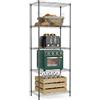 M MZG Scaffalatura in metallo a 5 livelli, fino a 567,5 kg, salvaspazio per cantina, garage, ripostiglio, magazzino, officina e sala hobby, nero scuro, 35 x 60 x 158,7 cm