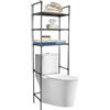 MUL-BOUTIQUE Scaffale portaoggetti per bagno, supporto sopra il WC, 3 livelli, 150 x 50 x 26 cm, acciaio inossidabile (nero)