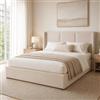 BRILVERDE Letto imbottito da 160 x 200 cm, letto per ragazzi con contenitore e rete a doghe, letto matrimoniale con testiera imbottita, senza materasso, lino (beige, 140 x 190 cm)