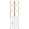 GIANTEX Scaffale angolare in piedi con armadio e 6 ripiani, altezza 180 cm, con scaffale regolabile a 5 livelli, vetrina angolare autoportante con porta, scaffale portaoggetti industriale (bianco)