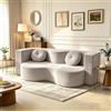 Conslika - Divano letto 2 posti senza struttura, design a U con braccioli ampi, gommapiuma compressa ad alta densità, rivestimento rimovibile e lavabile, con 2 cuscini(Grey,200 * 50 * 64cm)