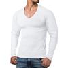 ReRock - Maglia a Manica Lunga con Scollo a V per Uomo - 9 Colori vestibilità Slim Fit in Tinta Unita - Taglia dalla S alla 3XL