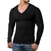 ReRock - Maglia a Manica Lunga con Scollo a V per Uomo - 9 Colori vestibilità Slim Fit in Tinta Unita - Taglia dalla S alla 3XL