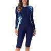 Generico Costume Intero Donna Tuta per Surf con Protezione UV per Mare in Primavera/Estate