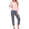 Litherday Pigiama Donna Invernale Cotone Lungo Pantaloni Fantasia per Casa | Completo notte donna a manica lunga con tasche laterali e tessuto morbido per dormire e rilassarsi in casa