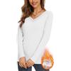 SERSARY Maglia Termica Donna Manica a Maniche Lunghe - Maglie Termiche con Scollo a V e Pizzo - Intimo Termico Invernale Elegante - Magliette Maniche Lunghe Donna Traspirante