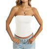 Tomwell Top da donna a fascia, doppia fodera, antiscivolo, senza spalline | Top senza spalline, sexy, scollo pieghevole, slim fit, spalle scoperte, schiena scoperta, Y2k Going Out