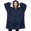 Tuopuda Felpa Donna Coperta con Maniche Felpe Plaid con Cappuccio Oversize Coperta Indossabile in Pile Pullover Blanket Hoodie Sherpa Fleece Felpa Gigante con Cappotto Pigiama Invernale