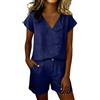 WZMYDBD Completo Lino Donna Estivo 2 Pezzi Completo Lino Donna Elegante Curvy Canotta E Pantaloncini Bermuda Completi Estivo Casual Tinta Unita Set Coordinato Comodi Mode Tute Curvy Completi Estivi