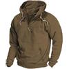 Generisch Felpa con cappuccio da uomo a maniche lunghe, mezza zip, comoda felpa con cappuccio e cerniera, da uomo, casual, invernale, con cappuccio, R kaki, XXL