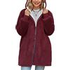 Xnova Cappotto da Donna in Pile Felpa Cerniera con Cappuccio, Morbido Capispalla Oversize Lungo con Tasche, Giacche Hoodie Caldo Antivento Cappotti Felpe Peloso Invernale (Rosso Vino, S)