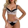 YUYUCH Reggiseno e Perizoma in Pizzo Push up da Donna Underiwre Comodo Ricamo Sexy Lace Lingerie Set