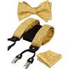 Alizeal Mens regolabile regolabile Paisley floreale Paisley auto-legata Bow Tie, Pocket Square e Elastic Y Shape 6 Clips Braces Set 6 Clips