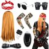 Ulikey 11 Pezzi Rocker Travestimenti Kit, Costume Rockstar Uomo con Parrucca Guanti Occhiali Bandane Braccialetto Manicotti Cintura Catena, Accessori Punk Rock Uomo per Festa Rock 'n' Roll Carnevale