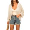GRACE KARIN Cardigan aperto sul davanti con maniche a 3/4 a pipistrello per le donne leggero cardigan estivo all'uncinetto scavato