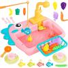 Maycoly Lavandino Bambini Con Acqua Montessori Portatile Funzionante Gioco Girevole Rubinetto Con Acqua Corrente Pesca Cucina Giocattolo Lavastoviglie Da Esterno Cute Sink Playset Mini Lavello Rosa