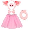 XIABYAYU Set di Costumi da Maiale, Orecchie Maiale Costume, Set di Costumi Animali con Orecchie, Naso, Coda e Cravatta a Farfalla, Accessori per Costumi di Animali per Carnevale, Halloween