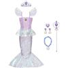 BSBUY Vestito Sirenetta Bambina Pizzo Costume da Sirenetta Principessa Sirena, Costumi per Bambini Abito da Sirena per Carnevale Halloween Natale Cosplay