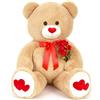 MorisMos Orso Peluche Gigante Marrone chiaro 120cm - Orsacchiotto XXL Morbido, Orsetto di Peluche Grande per Fidanzata, Regali per Lui e Lei, Bambini, Compleanno e Natale