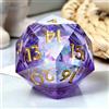 DNDND Liquid D20 - Dadi liquidi D20, 33 mm, con glitter e paillettes, 20 lati, con splendida confezione regalo per dungeons and dragons, colore: lilla