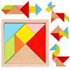 NIWWIN Tangram di legno, gioco di puzzle, giocattoli da costruzione, gioco di viaggio, esercizio mentale, libro QI con soluzioni, giocattolo educativo per bambini,3 4 5 6 anni.