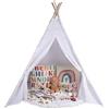 Relsy Tenda Teepee bianca avorio per bambini | Bianco Tipi Play/Pop Up tenda per ragazze e ragazzi 140 x 120 cm tela di cotone, con 3 metri di luci a stella e tappetino circolare/accessori per tappeti