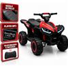 TOYSCAR Quad Elettrico per Bambini 12V Falcon X, Quad Bambini 3-5 Anni, 2 Motori 35W, Telecomando, Sedile in Pelle, Fari LED, MP3 USB, Ruote off-Road (Rossa)