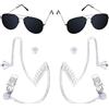 WEINIBAO Auricolari Giocattolo Spia, 4 Pezzi Accessori Costume da Spia con Occhiali da Sole, Giocattoli per Giochi di Cosplay
