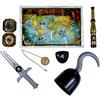 TRIXES Set Accessori da Pirata - Costume per Bambini | Con uncino, pugnale, benda, mappa del tesoro, telescopio, bussola e medaglione. Ideale per feste pirata