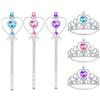 Aolso 3 Pezzi Accessori Principessa Elsa, Principessa Corona e Principessa Bacchetta, Accessori Abito per Carnival Birthday Party Festa di Halloween, Cosplay, 3+ Anni, Rosa/Viola/Blu