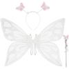 DiULi Ali di Farfalla, 3 Pezzi Ali Fata con Cerchietto da Farfalla e Bacchette di Farfalla, per Adulti e Bambini, per Carnevale Halloween Natale Gioco di Ruolo Festa, Bianco