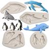 Bexal Stampi in silicone pinguino, delfino, balena, cioccolato, animali antartici, leone marino, oceano, fondente per decorazioni torte, cupcake, caramelle, zucchero, fai da te, pasta di fiori, resina