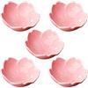 FSSTUD 5 piccoli piatti in ceramica a forma di fiore di ciliegio, ciotole per salsa di soia, piatti da portata floreali, graziosi piatti da condimento, ciotole decorative da dessert per cucina e casa, rosa