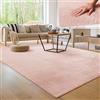 Paco Home Tappeto Moderno e Morbido per Soggiorno a Pelo Corto Lavabile Fluffy Uni Effetto Pelliccia Senza Tempo Elegante Antiscivolo Facile da Pulire, Dimensione:300x400 cm, Colore:Rosa