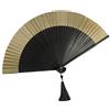 GFM® Ventaglio pieghevole in seta di bambù per estate, matrimonio, nero cachi (GG-FLSLK-F38A-07-KLKH)