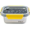 PIKA - Contenitore per alimenti in acciaio inox e coperchio in vetro temperato - Ermetico e leggero - Compatibile con microonde, forno, congelatore - MetalShock (1-800ml)