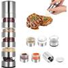 Maylatte Set di spezie da campeggio 5 in 1 - Mini contenitore portatile per spezie da campeggio e da viaggio in acciaio inox con macinino, set di spezie tutto in uno per esterni, picnic e camper