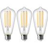 ZIKEY Lampadina Led E27 a Filamento, 10W (Equivalente a 100W), ST64 Edison Vintage Lampadine, Bianco Caldo 2700K, 1000lm, Non Dimmerabile, Confezione da 3