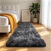 Homaxy Tappeto a pelo lungo per soggiorno, 80 x 150 cm, con fondo antiscivolo, morbido, lavabile, moderno per corridoio, cameretta dei bambini, camera da letto, colore: nero e grigio