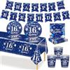 MORAINJAY 70 Pezzi Stoviglie Festa 16 Anni Blu Argento