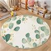 GDJSMIN Foglie Di Eucalipto Verde Acquerello Tappeto Rotondo Verde Salvia Tappeti 60Cm Antiscivolo Lavabile In Lavatrice Tondo Tapette Salotto Camera Da Letto Scendiletto Pelo Corto Rotondi Carpet