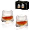 Sthrucrack Bicchieri da Whisky Rotabili per Decompressione - Set Stile Antico da 2 Bicchieri da Bar per Bourbon Scotch Rum (2 Confezioni a Quadri, 300ml (10oz))