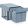 Relaxdays Pattumiera ad Incasso da Cucina, Estraibile, Doppio Contenitore Ciascuno 15 l Plastica 35,1x34,3x48 cm, Grigio