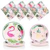 LDBKLGHJ Set da 60 Pezzi di Stoviglie per Feste - Farfalle Piatti Carta Compleanno, Piatti Compleanno Piccoli, Piatti Carta per Feste, Piatti per Piccoli, Adornati con Adorabili Motivi di Fenicotteri