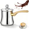 VETOLAKA Caffettiera turca da 720 ml, in acciaio inox, con manico lungo, mini teiera con beccuccio e coperchio, per espresso, scaldlatte, bollitore turco per latte, salsa, burro di latte