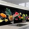 KitchenYeah© Paraschizzi Cucina Adesivo Pannello Parete Paraspruzzi Muro | 80x200 cm - Decorativo Splash - Frutta - Nero