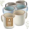 vancasso Set di 6 Tazze da Caffè in Gres - 480ml - Tazze con Manico per Caffè, Tè, Cappuccino - Lavabile Lavastoviglie/Microonde - Smalto in 3 Tinte: Grigio/Beige/Blu, 2 per Colore