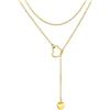 ChainsPro Collana Lariat a Y da Donna in Acciaio Inossidabile | Collana Argento/Nero/Oro Lunga 73/80 CM con Anello e Ciondolo a Cuore/Barra T-Bar, Design Elegante e Regolabile
