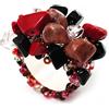 Avalaya Anello flessibile a grappolo di chip semi-prezioso, nei colori nero e rosso, Misura unica, plastica, vetro, Nessuna pietra preziosa