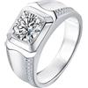 SweetJew Anello da uomo in argento Sterling 925 con moissanite, 2 carati, colore D, purezza VVS1, taglio rotondo brillante, anello di promessa per lui, misura 7-14